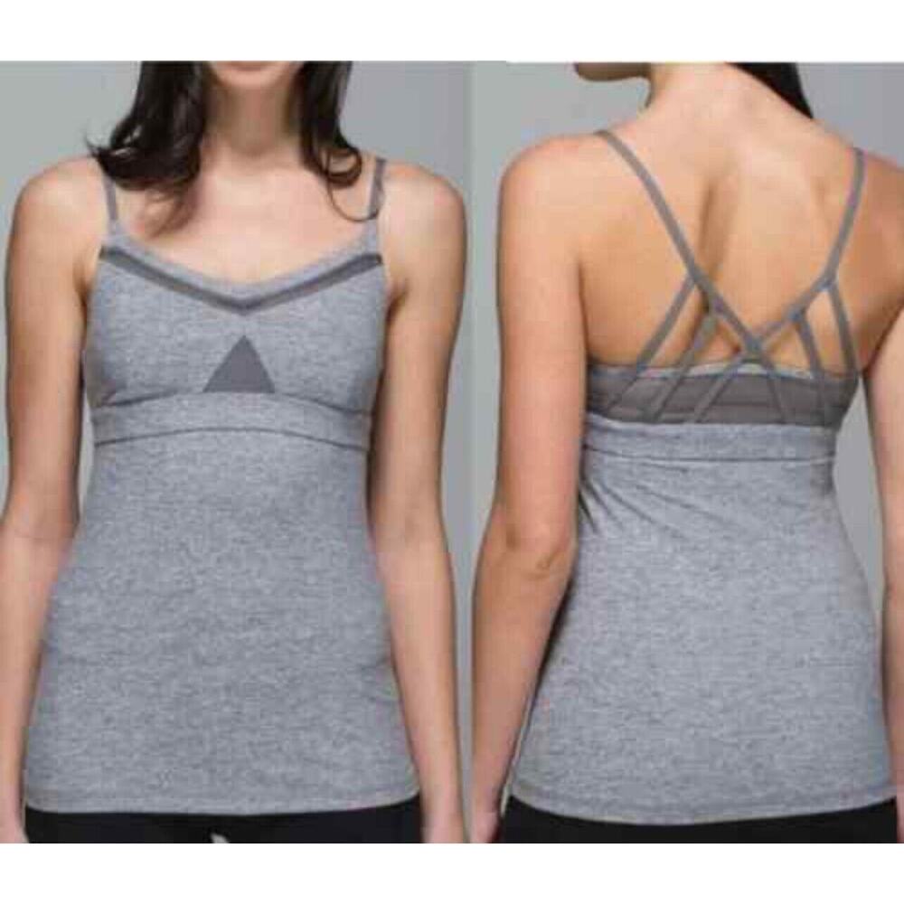 Lululemon Tank Top Athletic Breathe Spagetti Strap Top Size Shelf Grey, Sz 6